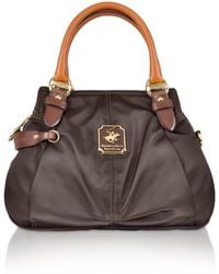 Women S Beverly Hills Polo Club Bags From 86 Beverly Hills Polo Club Nylon And Leather Mini Satchel Bag Lyst