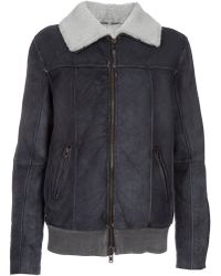 Lanvin Shearling and Leather Jacket in Gray for Men (dark grey) | Lyst