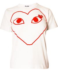 Comme Des Garçons Heart Print T-shirt in Blue (navy) | Lyst