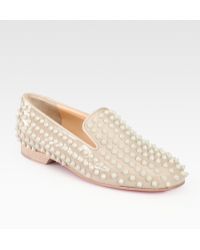 christian louboutin men loafers - christian louboutin pigalove patent leather crystal-coated flats ...