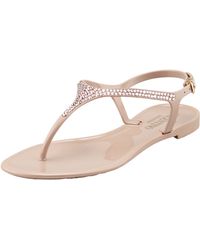 Valentino Poudre Crystal Thong Sandal in Beige | Lyst