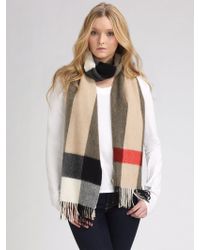 Burberry Brit Camel Cashmere Animal Print and Check Scarf in Multicolor ...