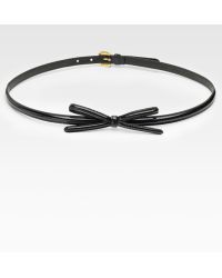 Prada Black Patent Leather Logo Buckle Skinny Belt in Black (nero ...  