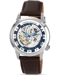 Lyst Men S Vince Camuto Watches From 95 Page 3 Vince Camuto Mens Brown Leather Automatic Watch 42mm Lyst