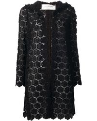 Valentino Crocheted Guipure Lace Coat in Black | Lyst