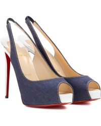 Christian louboutin Private Patent Leather Peep-toe Slingback ...  