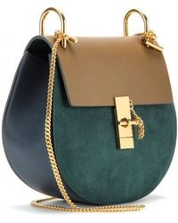 Chlo \u0026#39;Mini Drew\u0026#39; Leather \u0026amp; Suede Shoulder Bag in Blue (DARK ...