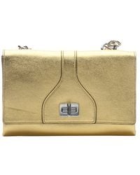 Prada Saffiano Leather Mini Sound Crossbody Bag in Gold | Lyst  