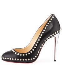 studded louboutins - Christian louboutin Anjalina Studded Patent Leather Pumps in Gold ...