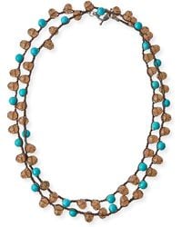 An Old Soul Smoke Crystal Turquoise Dyed Long Necklace Lyst An Old Soul Smoke Crystal Turquoise Dyed Long Necklace Lyst