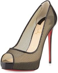 Christian louboutin Salonu Mesh And Fishnet Pumps in Beige (NUDE ...