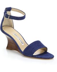 Christian louboutin Cataclou Studded Denim Espadrille Wedge ...  