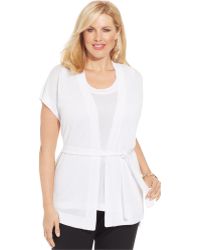 Jones new york Collection Plus Size Short-Sleeve Belted Cardigan ...