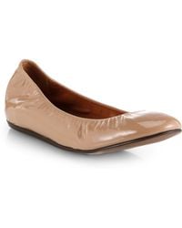 beige ballet flats patent leather