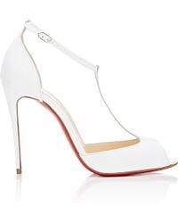 Christian louboutin Senora Patent 100mm Red Sole T-strap Sandal in ...