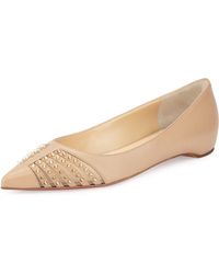 Christian louboutin Anjalina Studded Leather Ballet Flats in Black ...  