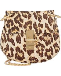 Chlo Drew Mini Goatskin Chain Shoulder Bag in Gold | Lyst