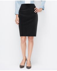Ann taylor Petite Faux Leather Pencil Skirt in Black | Lyst