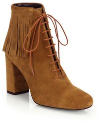 Christian louboutin Ottocarl Fringed Suede Ankle Boots in Beige ...  