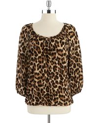 Michael Michael Kors Leopard Print Top with Bar Collar in Animal ...