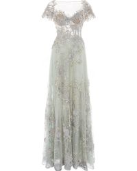 Women S Patricia Bonaldi Maxi And Long Dresses Patricia Bonaldi Embroidered And Beaded Illusion Bodice Dress Lyst