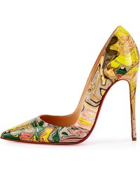 pink louboutins shoes - Christian louboutin So Kate Marble Pointy-Toe Leather Pumps in ...