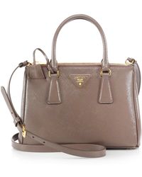 Prada Cervo Deerskin Zipper-detail Tote in Gray (grey) | Lyst