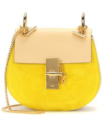 Chlo Drew Small Embellished Suede And Leather Shoulder Bag in ...