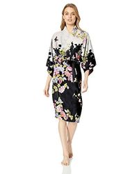 Natori Printed Charmeuse Robe - Black