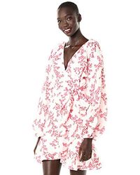 Keepsake Fallen Long Sleeve Babydoll Short Dress - Red