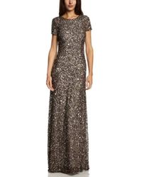 adrianna papell short sleeve beaded blouson gown