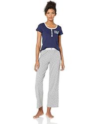 Tommy Hilfiger Top And Logo Pant Lounge Bottom Pajama Set Pj - Blue