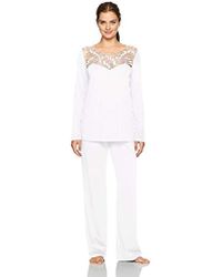 Hanro Violetta Long Sleeve Pajama Set - White