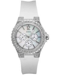 Guess Overdrive Glam Quartz Watch With Mother Of Pearl Dial Analogue Display And White Rubber Strap W14555l1