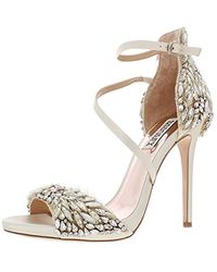 badgley mischka ivory satin shoes