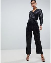Y.A.S Tuta jumpsuit a fondo ampio con paillettes - Nero