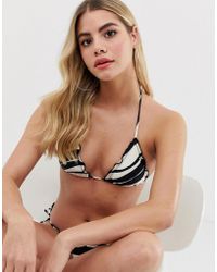 ViX Bikinioberteil mit schwarzweißen Streifen und Wellendesign - Mehrfarbig