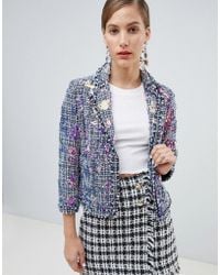 RIVER ISLAND SEQUIN EMBELLISHED JACKET IN TWEED