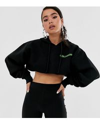 Collusion Cropped Hoodie - Black