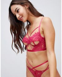 ASOS Anais Cut Out Underboob Corded Lace Underwire Bra - Pink