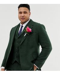 Chevrons Slim Veste Laine À De En Costume Mélangée Vert roBedxCW