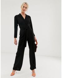 ASOS Long Sleeve Tux Jumpsuit With Pocket Detail - Black
