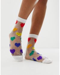 ASOS Sheer Heart Ankle Socks - Multicolour