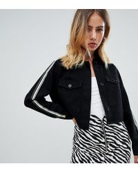 Boohoo Giacca corta nera con righe laterali - Nero