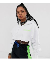 Collusion Cropped Hoodie - White