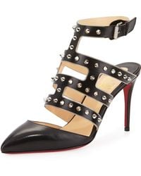 replica christian louboutin shoes cheap - Christian louboutin Pyrabubble Studded 70mm Red Sole Sandal in ...