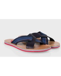 Paul Smith | Men's Dark Navy Leather 'kohoutek' Sandals | Lyst