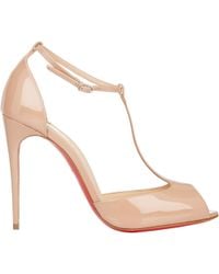 christian lubaton shoes - Christian louboutin Senora Patent Leather T-strap Pumps in Beige ...