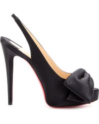 christian louboutin leather plexi wedge slingback pumps - Obsidian ...