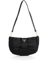 Prada Black Nylon Logo Jacquard Hobo Shoulder Bag in Black | Lyst